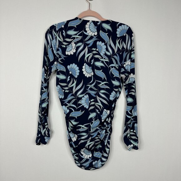 NWT White House Black Market Ruched Front Top XXS Jacobean Bliss Twilight #WHBM6 - Picture 3 of 9